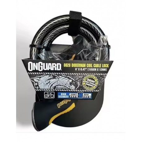 CANDADO ESPIRAL ONGUARD DOBERMAN LLAVE 185 cm x 12